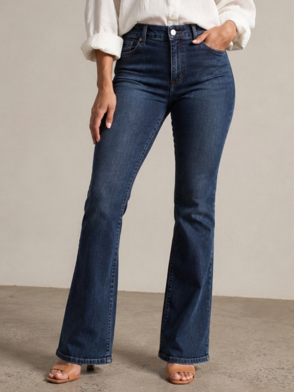 CAbi Jeans Size 18 Trouser Flare Dark Indigo Stretch Denim